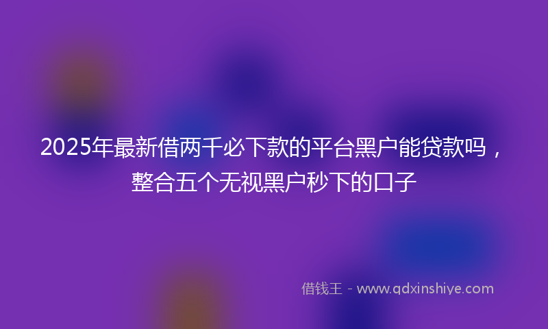 2025年最新借两千必下款的平台黑户能贷款吗，整合五个无视黑户秒下的口子