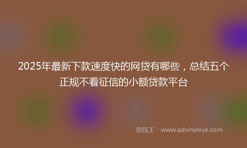 2025年最新下款速度快的网贷有哪些，总结五个正规不看征信的小额贷款平台