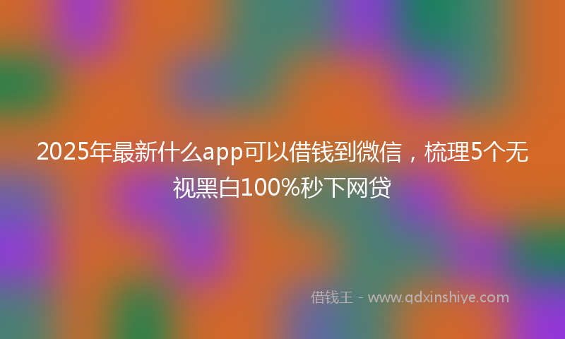 2025年最新什么app可以借钱到微信，梳理5个无视黑白100%秒下网贷