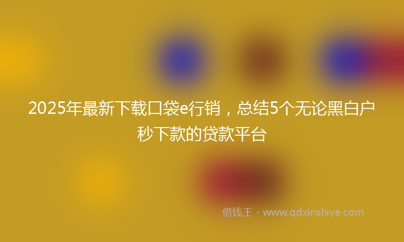 2025年最新下载口袋e行销，总结5个无论黑白户秒下款的贷款平台