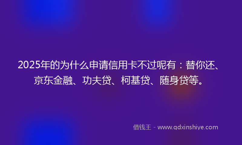 2025年的为什么申请信用卡不过呢有：替你还、京东金融、功夫贷、柯基贷、随身贷等。