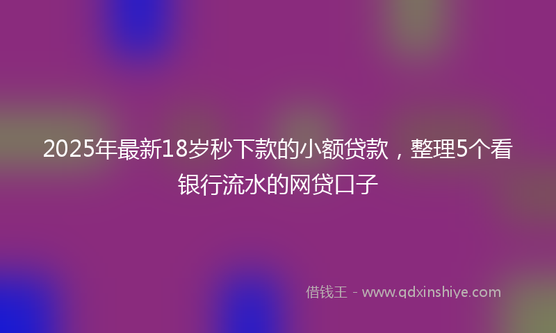 2025年最新18岁秒下款的小额贷款，整理5个看银行流水的网贷口子