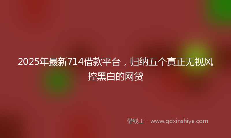 2025年最新714借款平台，归纳五个真正无视风控黑白的网贷