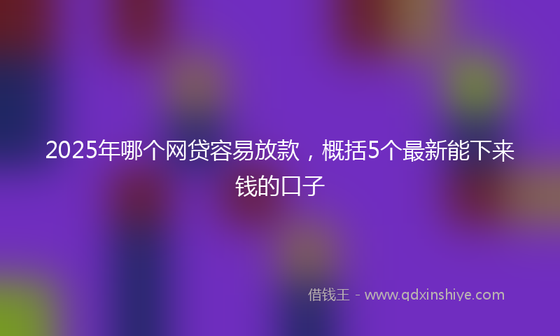 2025年哪个网贷容易放款，概括5个最新能下来钱的口子