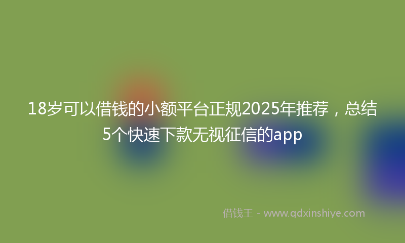 18岁可以借钱的小额平台正规2025年推荐，总结5个快速下款无视征信的app