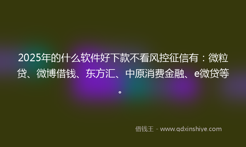 2025年的什么软件好下款不看风控征信有：微粒贷、微博借钱、东方汇、中原消费金融、e微贷等。