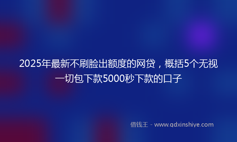 2025年最新不刷脸出额度的网贷，概括5个无视一切包下款5000秒下款的口子