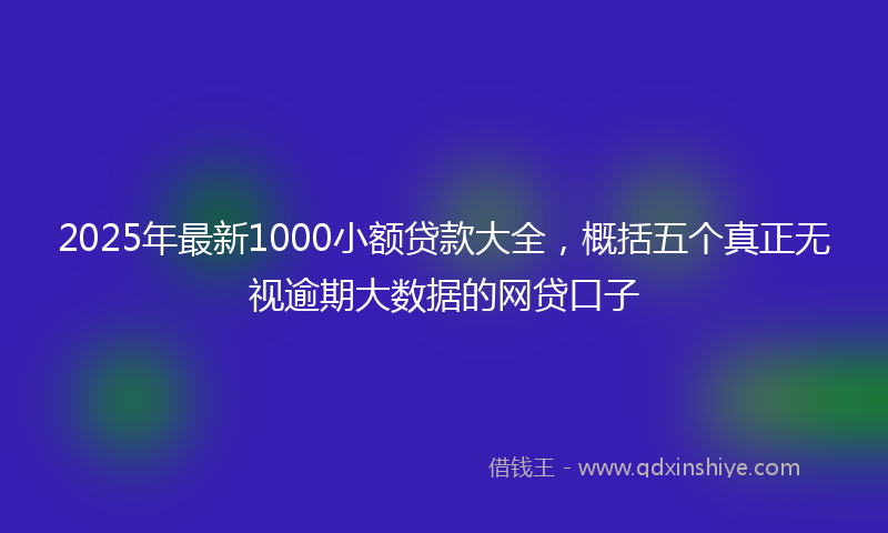 2025年最新1000小额贷款大全，概括五个真正无视逾期大数据的网贷口子