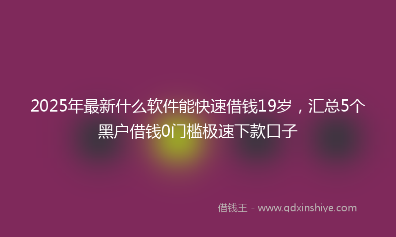 2025年最新什么软件能快速借钱19岁，汇总5个黑户借钱0门槛极速下款口子