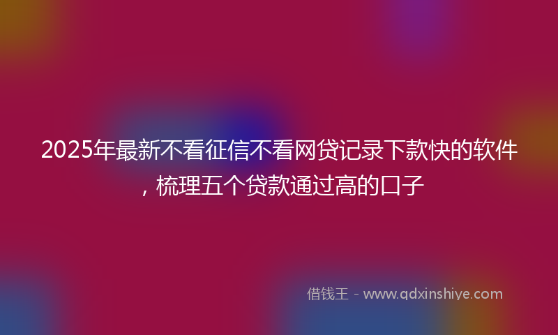 2025年最新不看征信不看网贷记录下款快的软件，梳理五个贷款通过高的口子