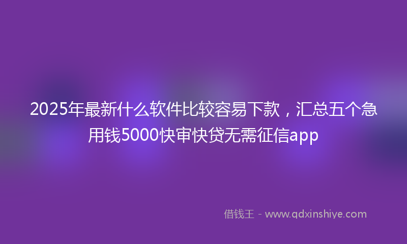 2025年最新什么软件比较容易下款，汇总五个急用钱5000快审快贷无需征信app