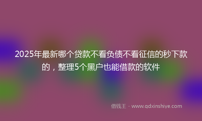 2025年最新哪个贷款不看负债不看征信的秒下款的，整理5个黑户也能借款的软件