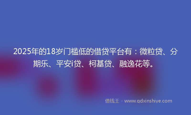 2025年的18岁门槛低的借贷平台有：微粒贷、分期乐、平安i贷、柯基贷、融逸花等。