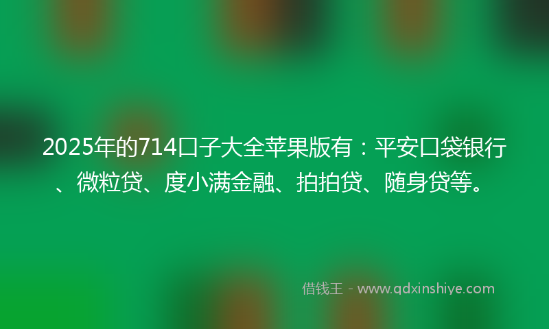 2025年的714口子大全苹果版有：平安口袋银行、微粒贷、度小满金融、拍拍贷、随身贷等。