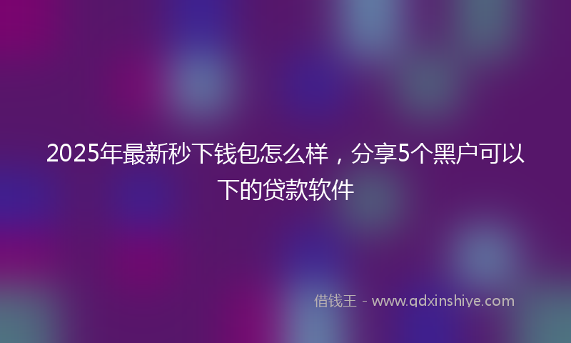 2025年最新秒下钱包怎么样，分享5个黑户可以下的贷款软件