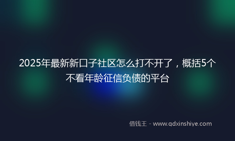 2025年最新新口子社区怎么打不开了，概括5个不看年龄征信负债的平台