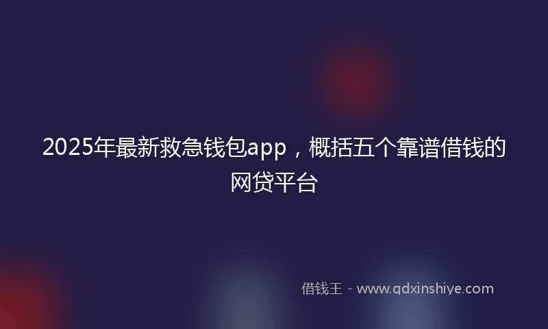 2025年最新救急钱包app，概括五个靠谱借钱的网贷平台