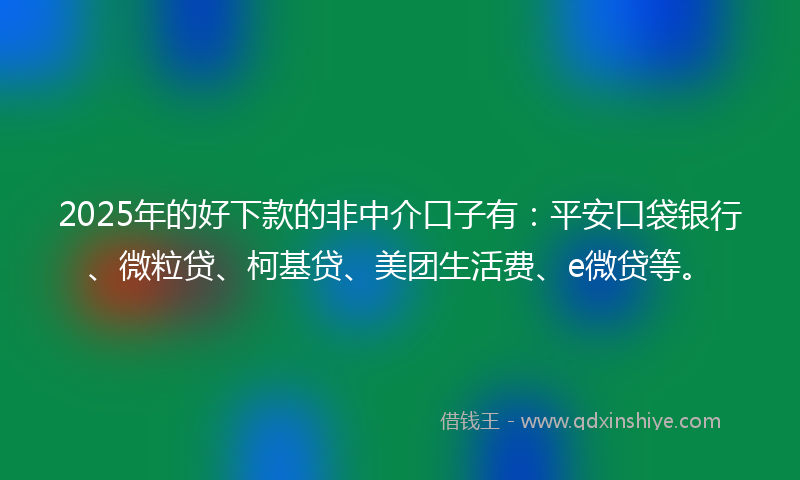 2025年的好下款的非中介口子有：平安口袋银行、微粒贷、柯基贷、美团生活费、e微贷等。