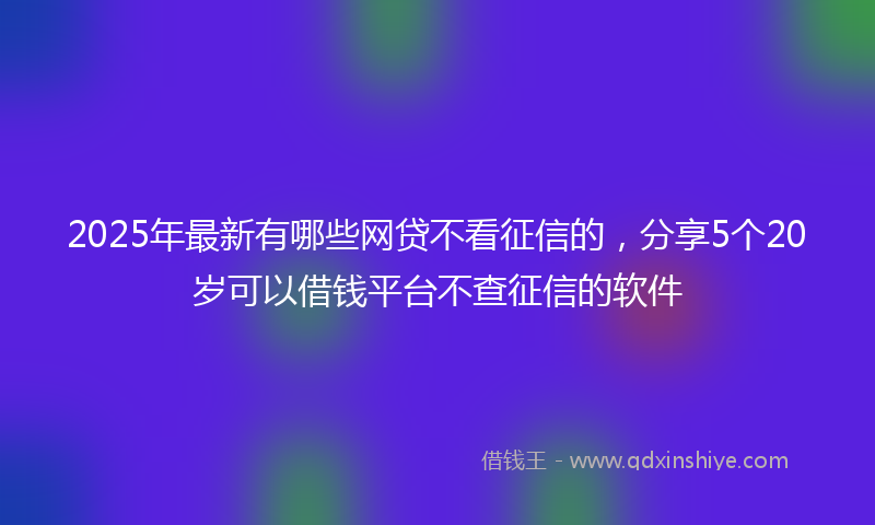 2025年最新有哪些网贷不看征信的，分享5个20岁可以借钱平台不查征信的软件