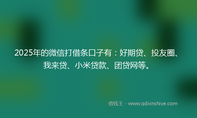 2025年的微信打借条口子有：好期贷、投友圈、我来贷、小米贷款、团贷网等。