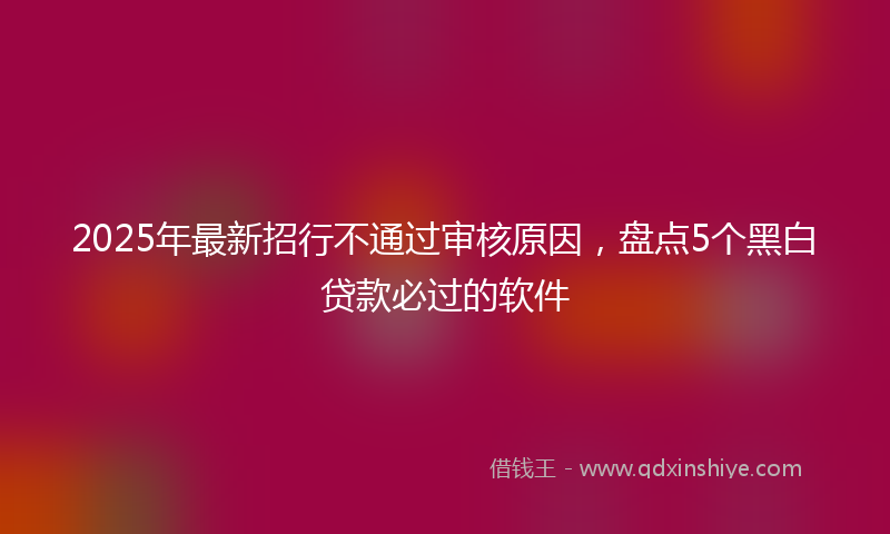 2025年最新招行不通过审核原因，盘点5个黑白贷款必过的软件