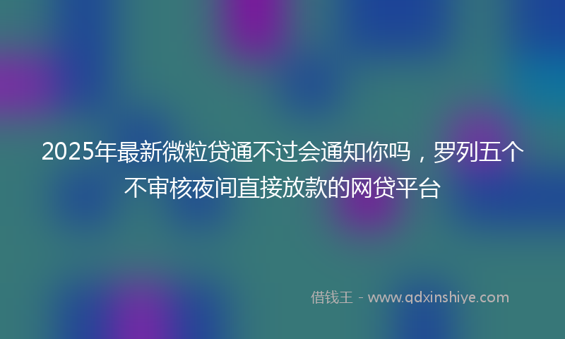 2025年最新微粒贷通不过会通知你吗，罗列五个不审核夜间直接放款的网贷平台