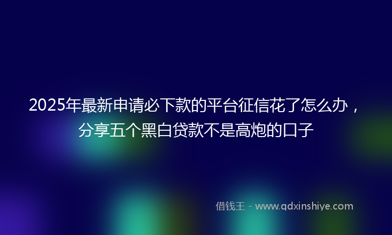 2025年最新申请必下款的平台征信花了怎么办，分享五个黑白贷款不是高炮的口子