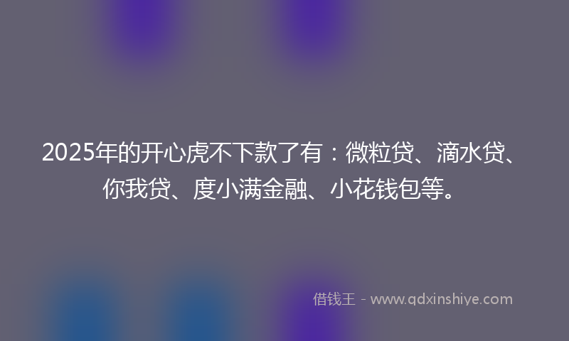 2025年的开心虎不下款了有：微粒贷、滴水贷、你我贷、度小满金融、小花钱包等。
