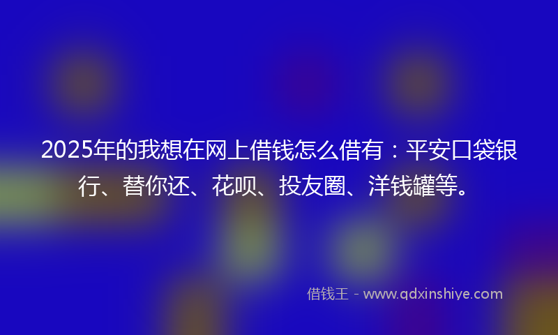 2025年的我想在网上借钱怎么借有：平安口袋银行、替你还、花呗、投友圈、洋钱罐等。