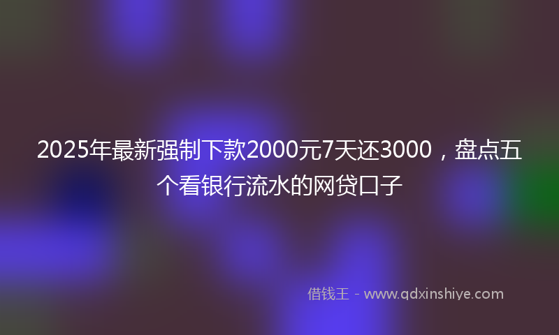 2025年最新强制下款2000元7天还3000，盘点五个看银行流水的网贷口子