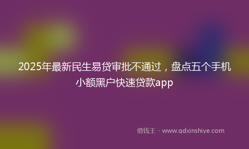 2025年最新民生易贷审批不通过，盘点五个手机小额黑户快速贷款app