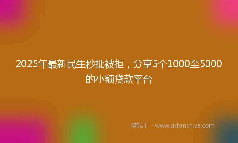 2025年最新民生秒批被拒，分享5个1000至5000的小额贷款平台