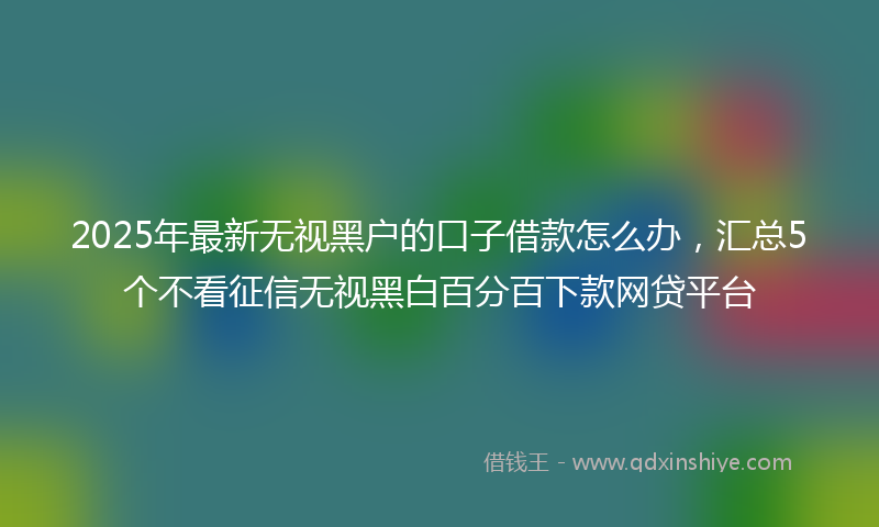 2025年最新无视黑户的口子借款怎么办，汇总5个不看征信无视黑白百分百下款网贷平台