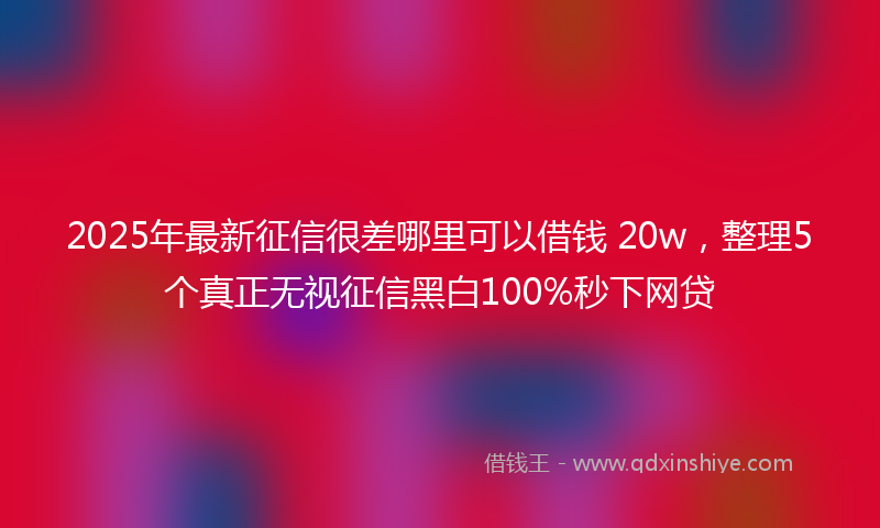 2025年最新征信很差哪里可以借钱 20w，整理5个真正无视征信黑白100%秒下网贷