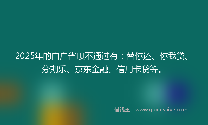 2025年的白户省呗不通过有：替你还、你我贷、分期乐、京东金融、信用卡贷等。