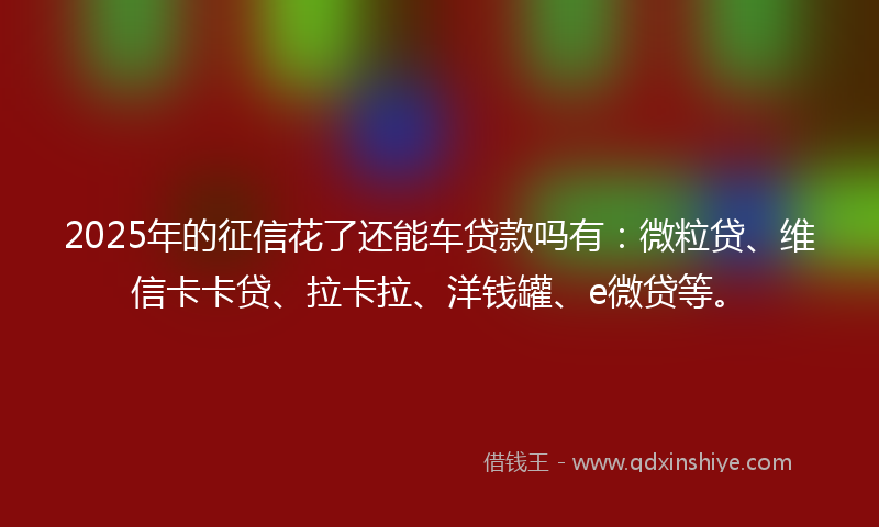 2025年的征信花了还能车贷款吗有：微粒贷、维信卡卡贷、拉卡拉、洋钱罐、e微贷等。