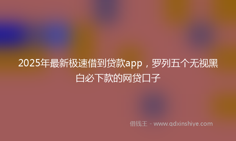 2025年最新极速借到贷款app，罗列五个无视黑白必下款的网贷口子