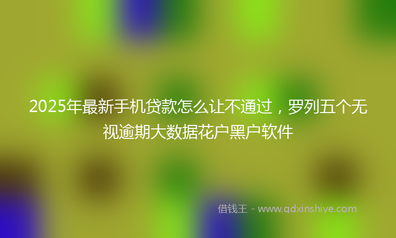 2025年最新手机贷款怎么让不通过，罗列五个无视逾期大数据花户黑户软件
