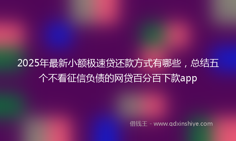 2025年最新小额极速贷还款方式有哪些，总结五个不看征信负债的网贷百分百下款app