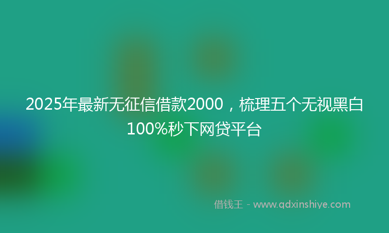 2025年最新无征信借款2000，梳理五个无视黑白100%秒下网贷平台