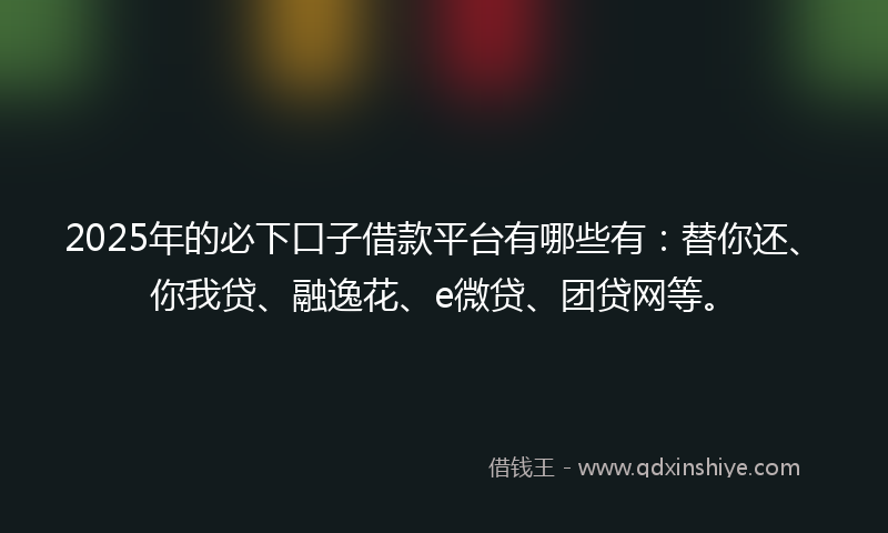 2025年的必下口子借款平台有哪些有：替你还、你我贷、融逸花、e微贷、团贷网等。