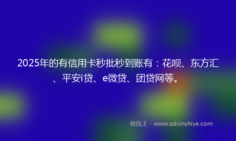 2025年的有信用卡秒批秒到账有：花呗、东方汇、平安i贷、e微贷、团贷网等。