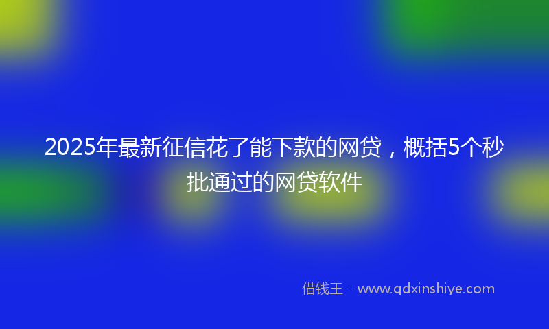 2025年最新征信花了能下款的网贷，概括5个秒批通过的网贷软件