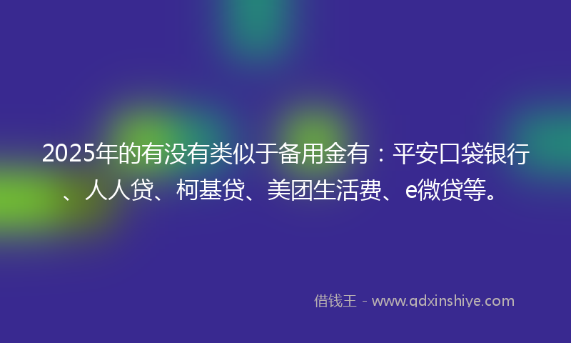 2025年的有没有类似于备用金有：平安口袋银行、人人贷、柯基贷、美团生活费、e微贷等。