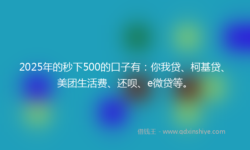 2025年的秒下500的口子有：你我贷、柯基贷、美团生活费、还呗、e微贷等。