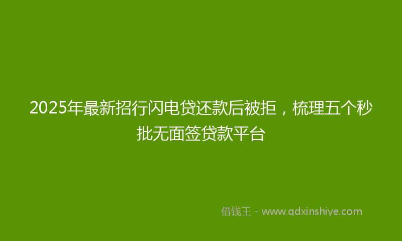 2025年最新招行闪电贷还款后被拒，梳理五个秒批无面签贷款平台