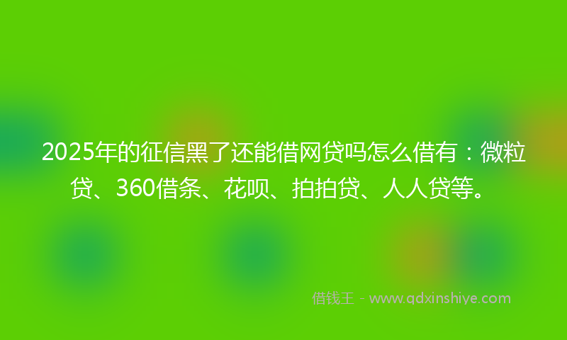 2025年的征信黑了还能借网贷吗怎么借有：微粒贷、360借条、花呗、拍拍贷、人人贷等。