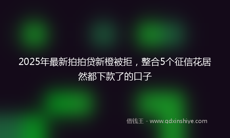 2025年最新拍拍贷新橙被拒，整合5个征信花居然都下款了的口子