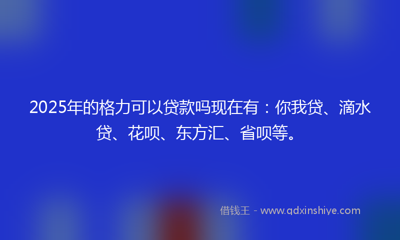 2025年的格力可以贷款吗现在有：你我贷、滴水贷、花呗、东方汇、省呗等。