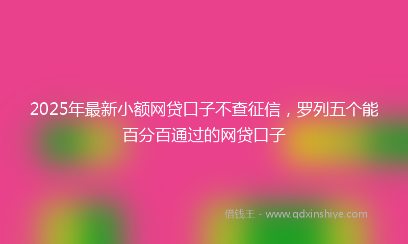 2025年最新小额网贷口子不查征信，罗列五个能百分百通过的网贷口子